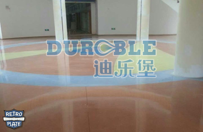 力石伯樂混凝土致密鋼化拋光施工--學(xué)校大廳地坪