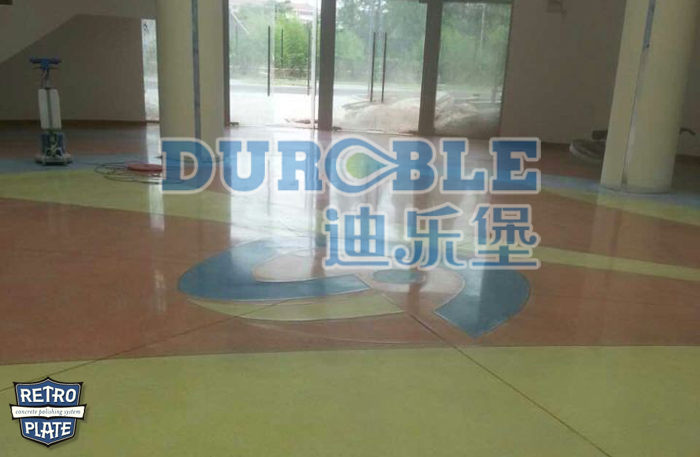 力石伯樂混凝土致密鋼化拋光施工--學(xué)校大廳地坪